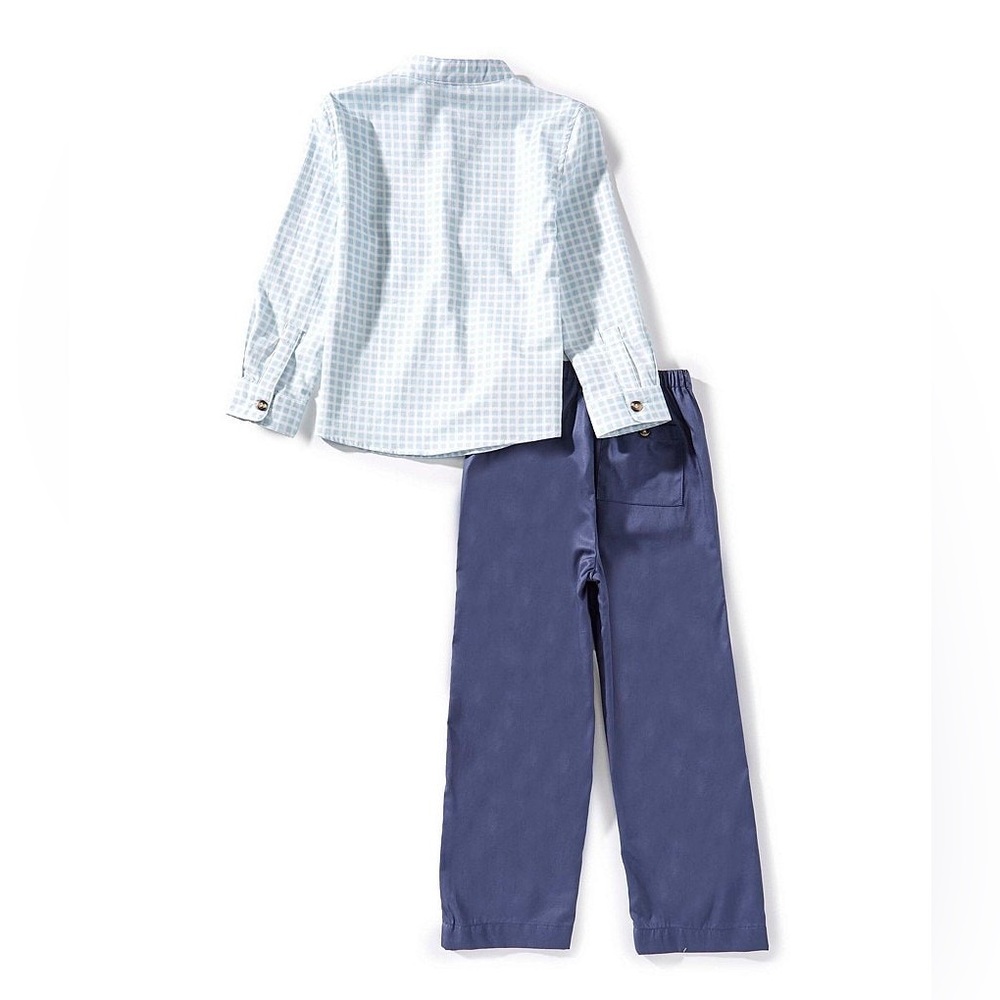 Edgehill Collection little Boys Woven Solid Pants blue Set size 5 - Picture 3 of 4